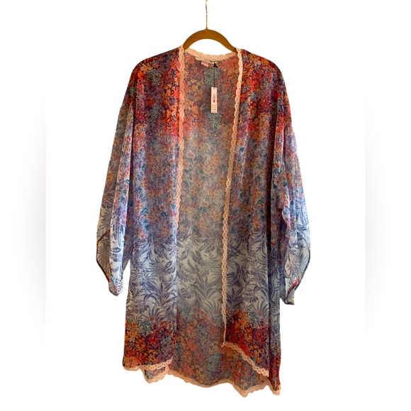 Victoria Secret Sheer Kimono with Lace Edging NWT - Picture 1 of 8